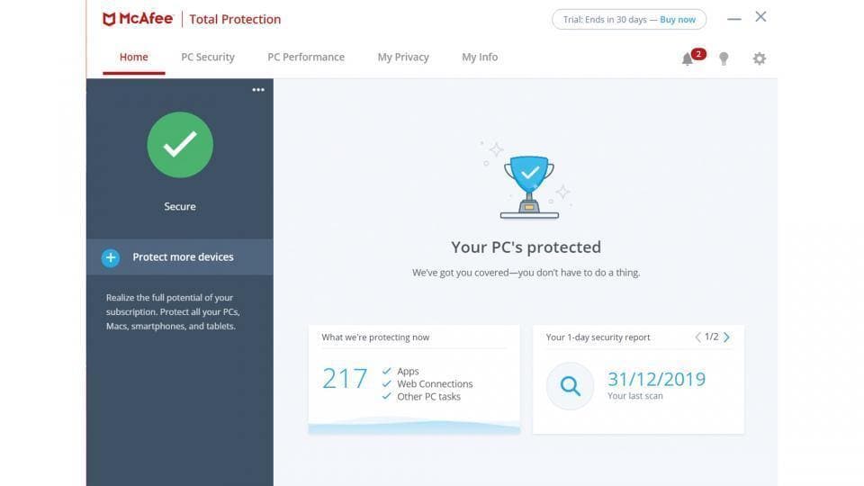 McAfee Total Protection 2020 - מנוי לשנה עבור 10 מחשבים - EXON