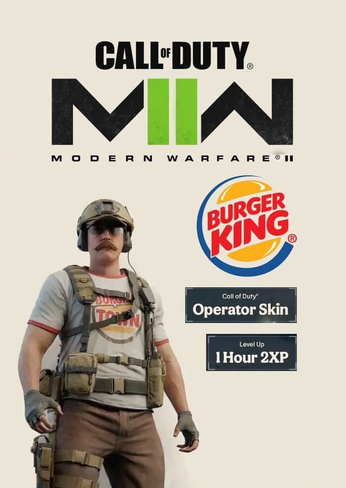 Call of Duty: Modern Warfare 2 - Burger King Operator Skin + 1 Hour 2XP - EXON - גיימינג ותוכנות - משחקים ותוכנות למחשב ולאקס בוקס!