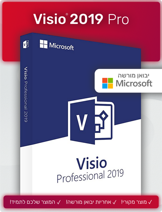 ויז'יו Microsoft Visio Professional 2019 - רישיון למחשב - EXON